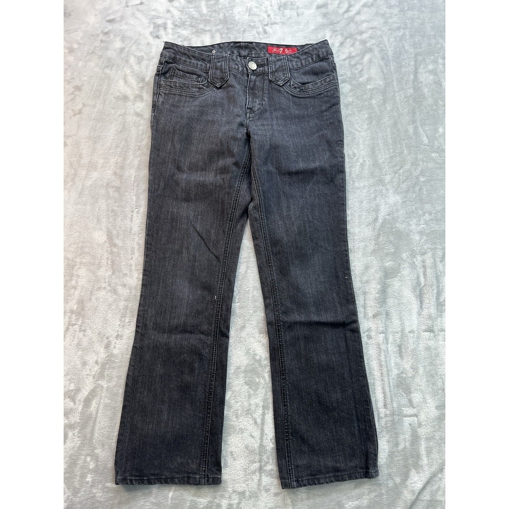 Vintage Seven7 Y2K Jeans Womens Sz 32 Black Bootcut Western Cowgirl Rodeo Boho